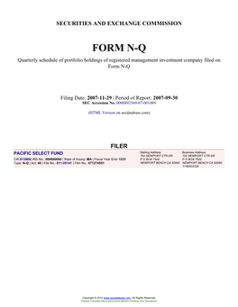 Form: NQ, Filing Date: 11/29/2007
