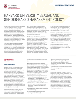 Harvard University Sexual and Gender-Based Harassment Policy