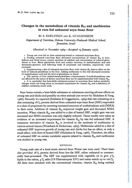 Changes in the Metabolism of Vitamin B12 and Methionine in Rats Fed Unheated Soya-Bean Flour