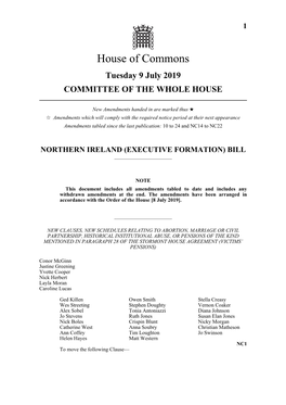 1 Tuesday 9 July 2019 COMMITTEE of the WHOLE HOUSE