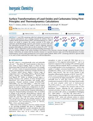 Surface Transformations of Lead Oxides and Carbonates Using First- Principles and Thermodynamics Calculations Ryan T