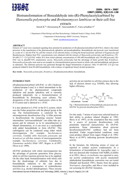 Biotransformation of Benzaldehyde Into