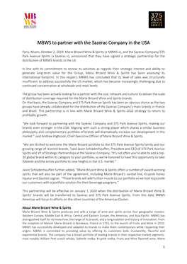 MBWS to Partner with the Sazerac Company in the USA