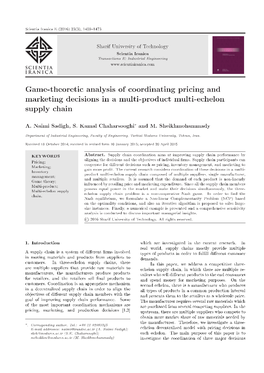 Game-Theoretic Analysis of Coordinating Pricing and Marketing Decisions in a Multi-Product Multi-Echelon Supply Chain