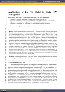 Applications of the FIV Model to Study HIV Pathogenesis