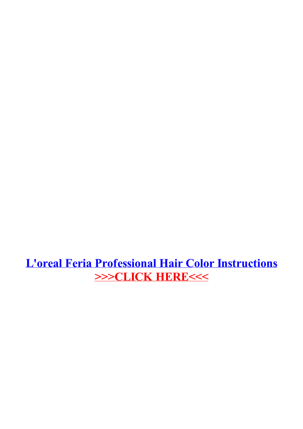 L'oreal Feria Professional Hair Color Instructions