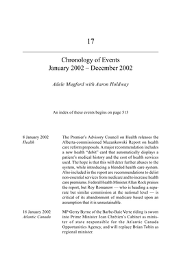 Chronology of Events: 2002