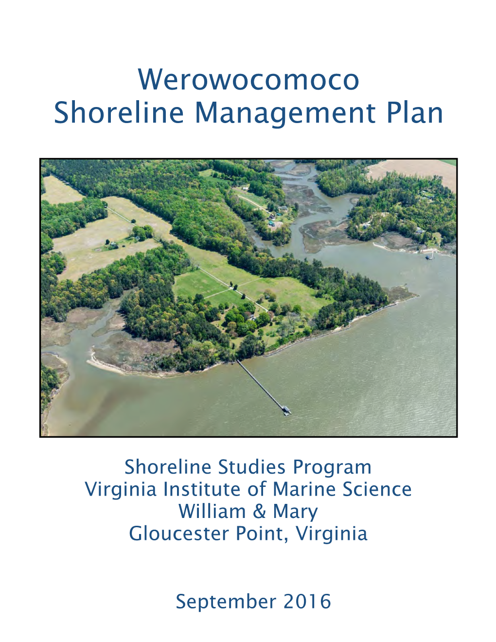 Werowocomoco Shoreline Management Plan
