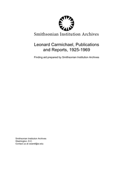 Leonard Carmichael, Publications and Reports, 1925-1969