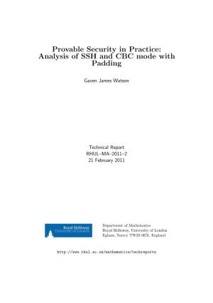 Provable Security in Practice: Analysis of SSH and CBC Mode with Padding
