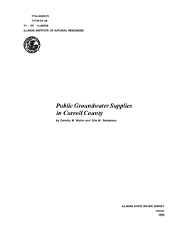Public Groundwater Supplies in Carroll County. Bulletin 60, Which Is Divided by County Into Separate Publications, Supersedes Bulletin 40 and Its Supplements 1 and 2