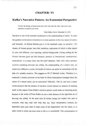 CHAPTER- VI Kafka's Narrative Pattern: an Existential Perspective