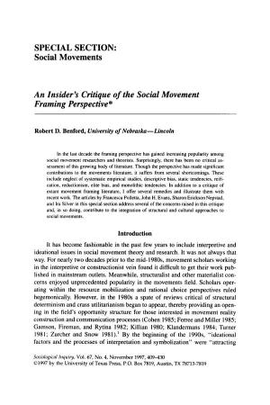 An Insider's Critique of the Social Movement Framing Perspective*