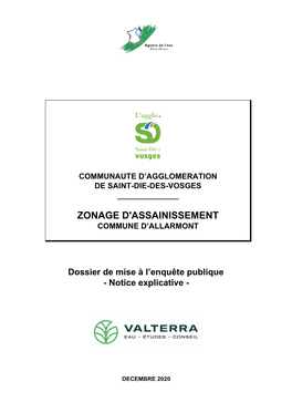 Notice Explicative Complète Du Zonage D'assainissement De La Commune D'allarmont 2020