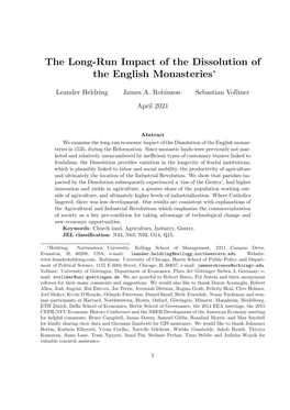The Long-Run Impact of the Dissolution of the English Monasteries∗