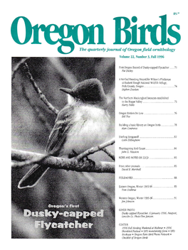 The Quarterly Journal of Oregon Field Ornithology Istiit '