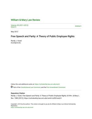 Free Speech and Parity: a Theory of Public Employee Rights