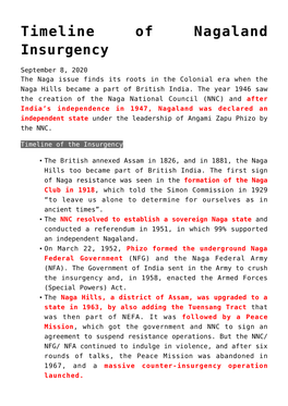 Timeline of Nagaland Insurgency