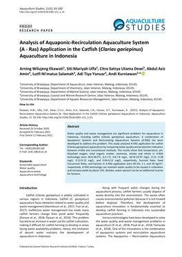 Analysis of Aquaponic-Recirculation Aquaculture System (A