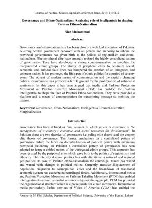 Analyzing Role of Intellgentsia in Shaping Pashtun Ethno-Nationalism
