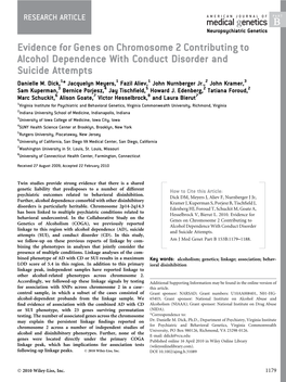 Evidence for Genes on Chromosome 2 Contributing to Alcohol Dependence with Conduct Disorder and Suicide Attempts Danielle M