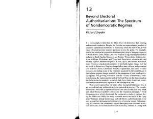 Beyond Electoral Authoritarianism: the Spectrum of Nondemocratic Regimes