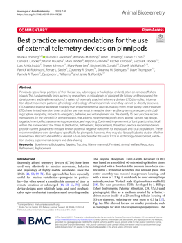 Best Practice Recommendations for the Use of External Telemetry Devices on Pinnipeds Markus Horning1,2* , Russel D