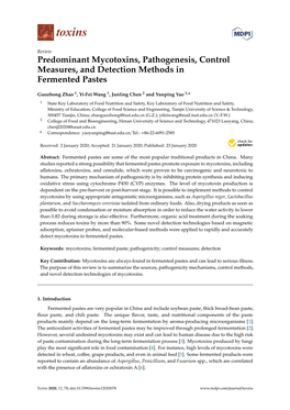 Predominant Mycotoxins, Pathogenesis, Control Measures, and Detection Methods in Fermented Pastes