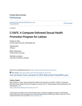 A Computer-Delivered Sexual Health Promotion Program for Latinas