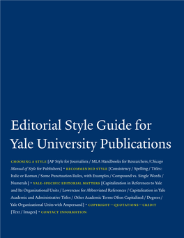 Editorial Style Guide for Yale University Publications