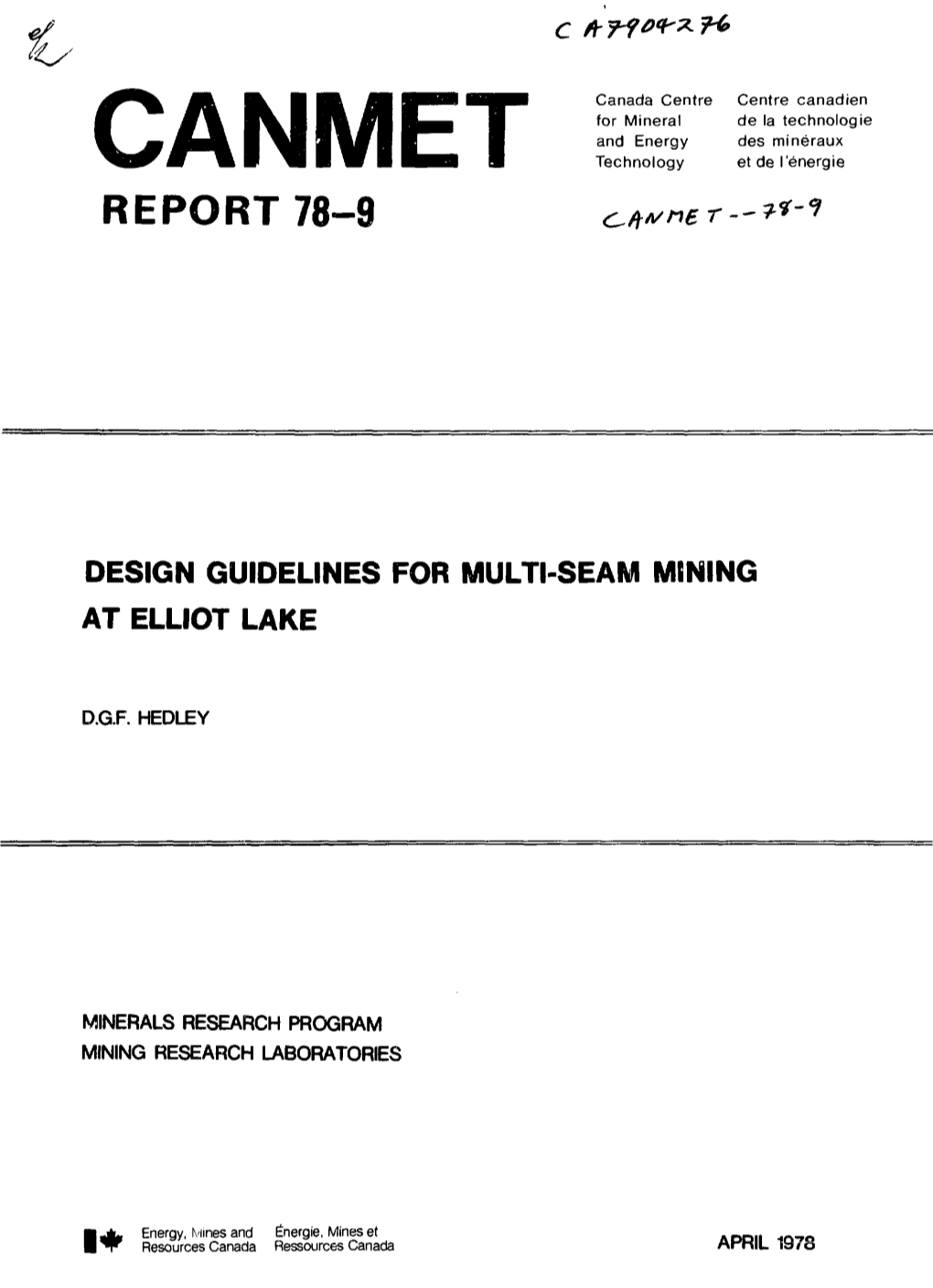 Design Guidelines for Multi-Seam Mining at Elliot Lake