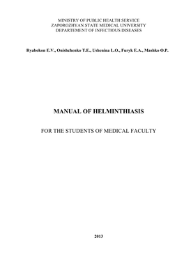 Manual of Helminthiasis
