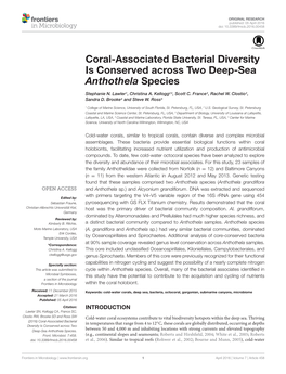 Coral-Associated Bacterial Diversity Is Conserved Across Two Deep-Sea Anthothela Species