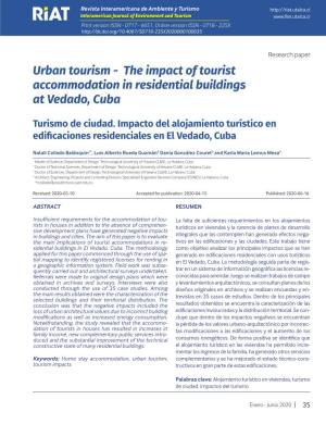 Urban Tourism - the Impact of Tourist Accommodation in Residential Buildings at Vedado, Cuba