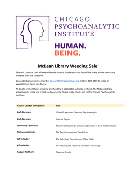 Mclean Library Weeding Sale