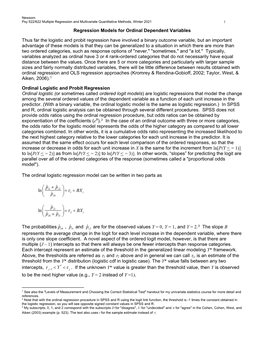 Regression Models for Ordinal Dependent Variables