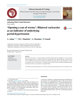 Bilateral Varicoceles As an Indicator of Underlying Portal-Hypertension