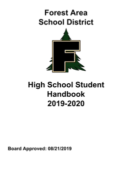 Forest Area School District High School Student Handbook 2019-2020
