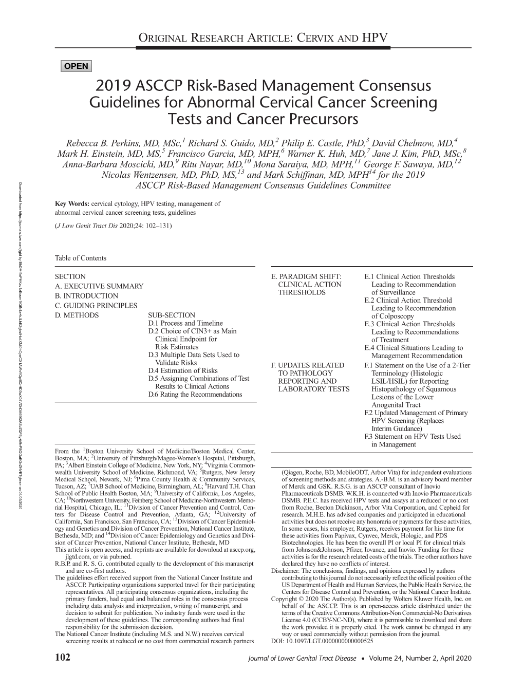 ASCCP Risk-Based Management Consensus Guidelines For