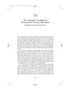 The Axiomatic Tradition in Seventeenth-Century Mechanics DOMENICO BERTOLONI MELI 1