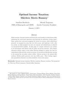 Optimal Income Taxation: Mirrlees Meets Ramsey∗