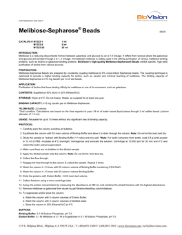 Melibiose-Sepharose Beads 09/20