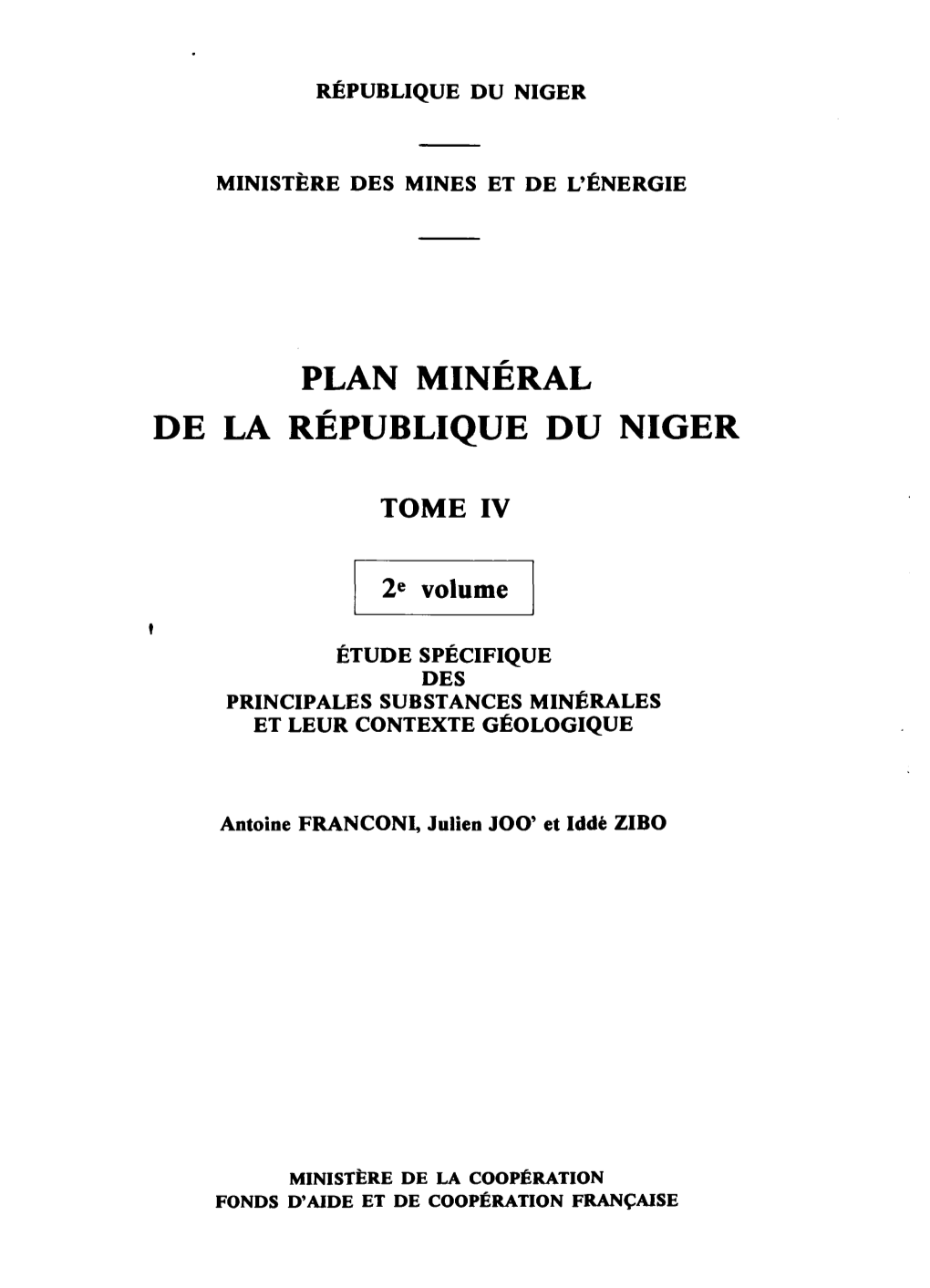 Plan Minéral De La République Du Niger