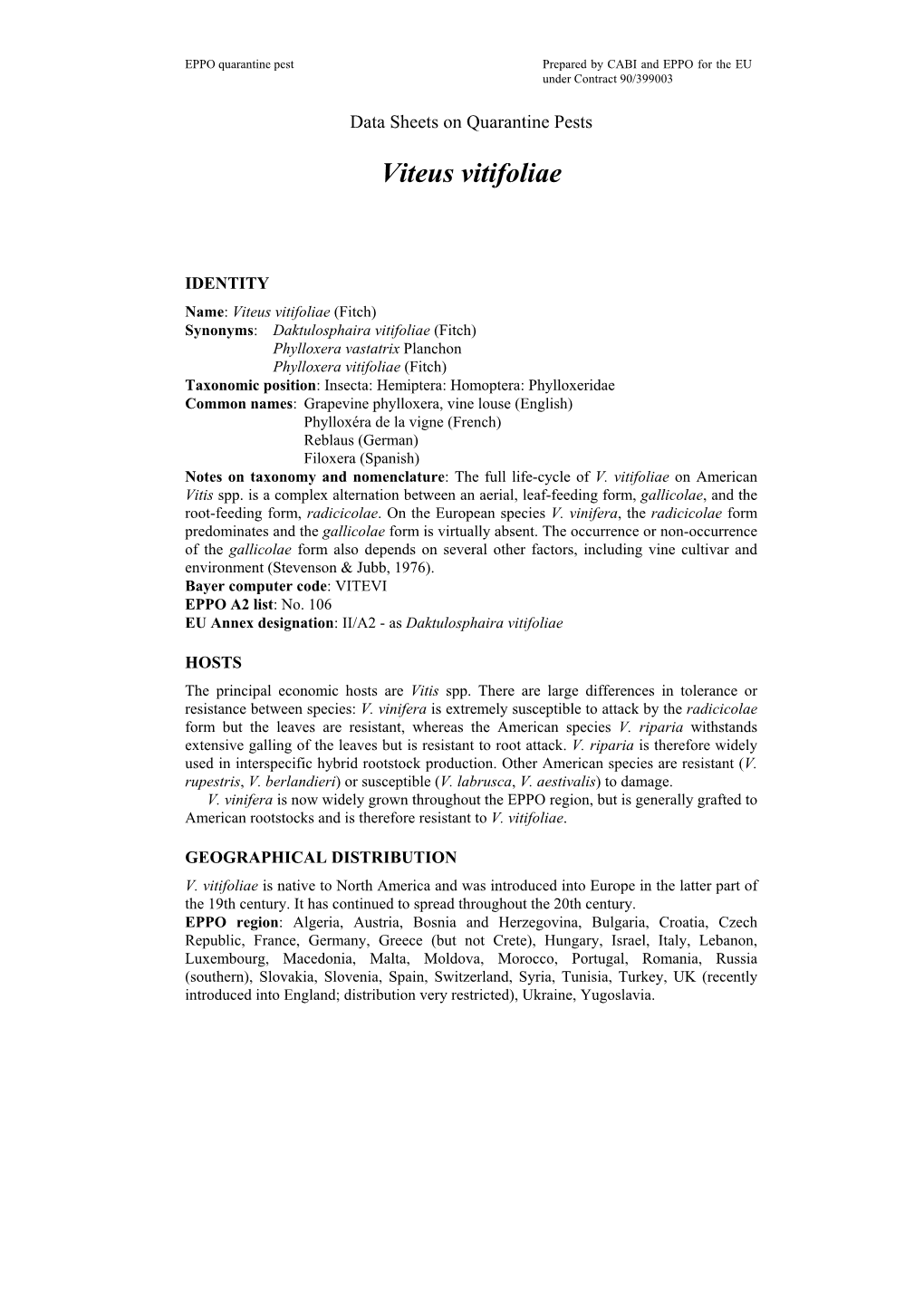 Data Sheets on Quarantine Pests