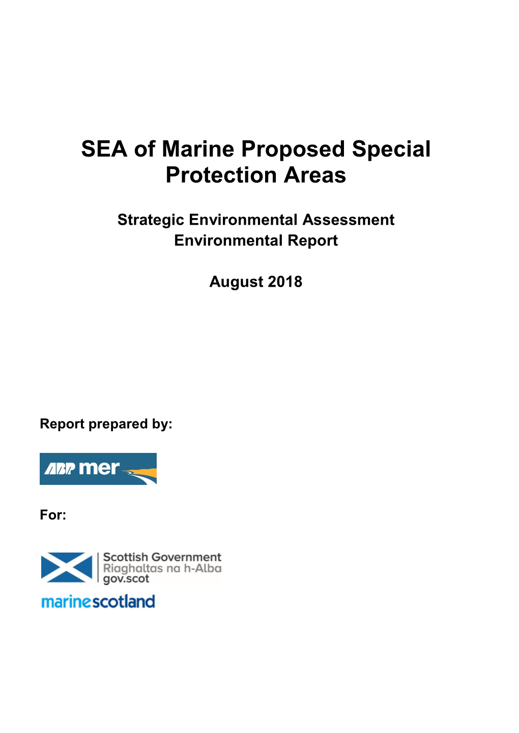SEA of Marine Proposed Special Protection Areas
