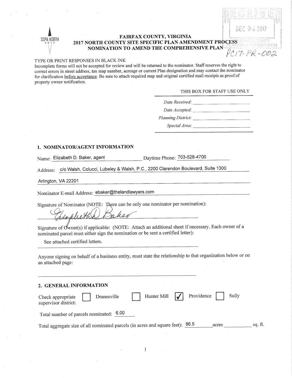 Site-Specific Plan Amendment Process, to the Fairfax County Planning Commission for a Possible Amendment of Its Land Use Plan Designation