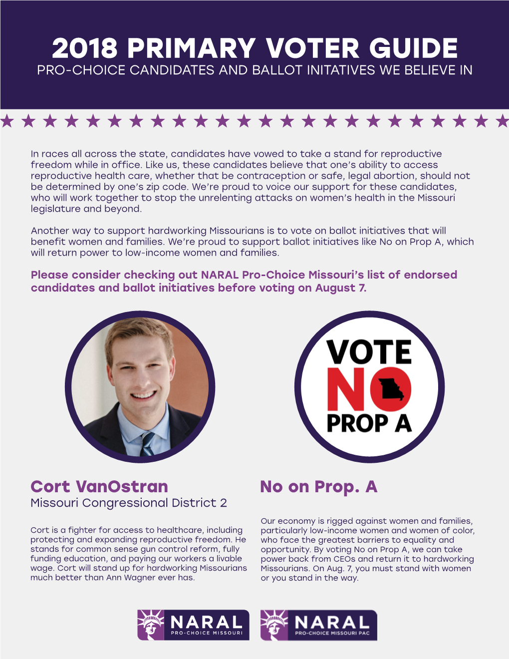 2018 Primary Voter Guide Pro-Choice Candidates and Ballot Initatives We Believe In