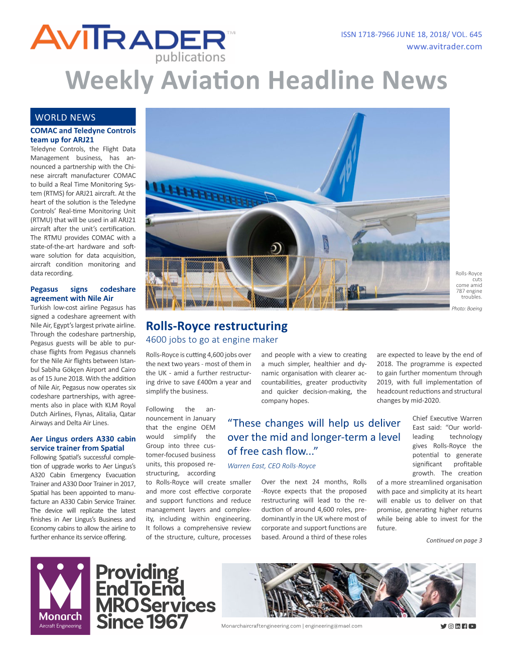 Weekly Aviation Headline News