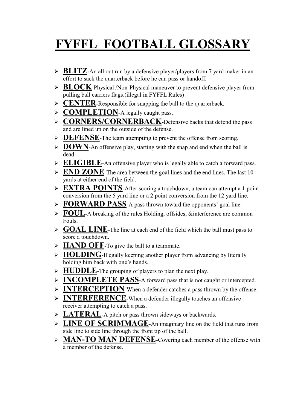 Rams Football Glossary