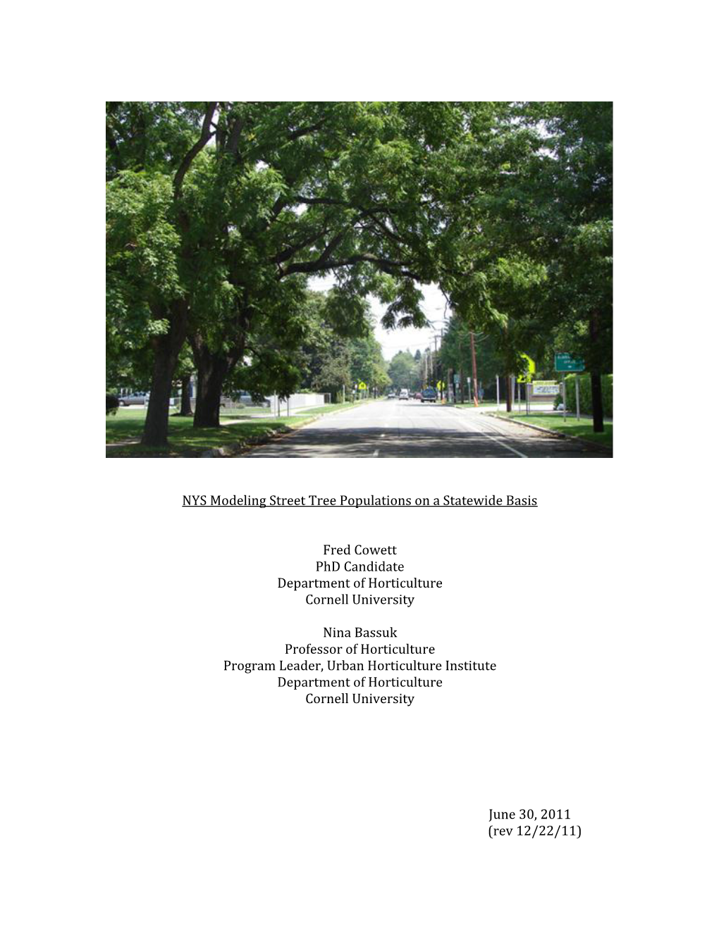 NYS Modeling Street Tree Populations on a Statewide Basis